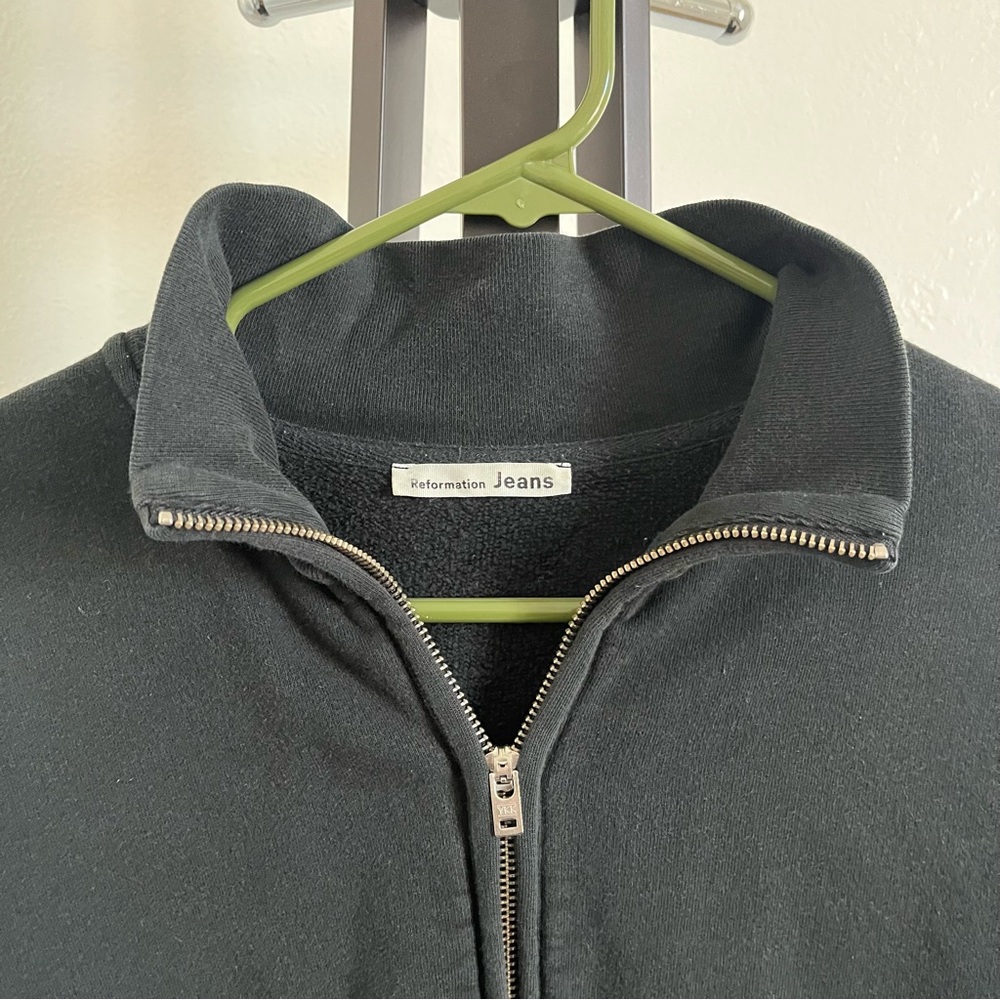Reformation 1/4 zip black cropped sweater - Picture 2 of 5